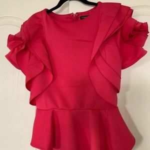 Cq By Cq Elegant Pink Floral Peplum Top Size M